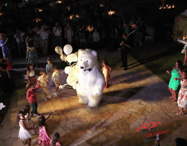 White Bear for Children's Kids Parties in Athens. Order a greeting from a polar bear in Athens. Polar bear for birthday. polar bear in Athens. Order a Polar Bear for children's kids parties. Animator White Polar Bear for a Children's kids Party in Athens. Mascotte White Polar Bear at a kids children's party. Gift Delivery.